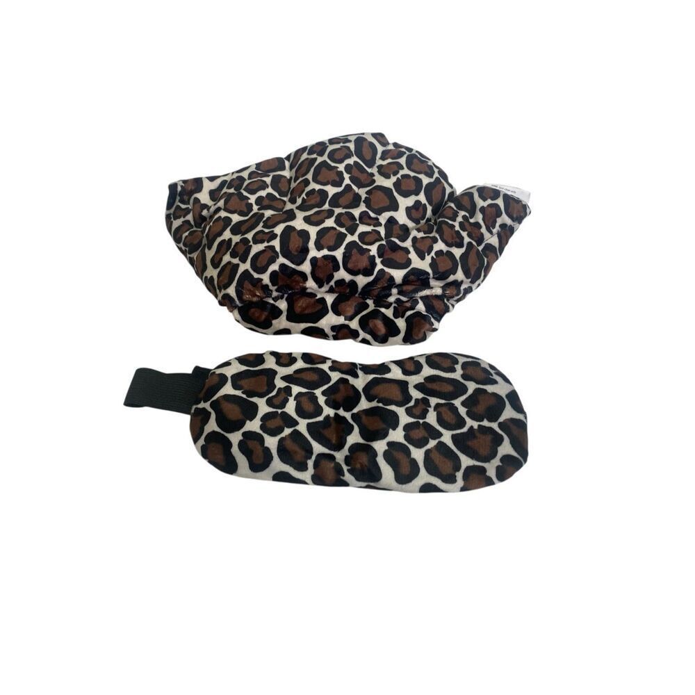 Blushly 2 Piece Weighted Lavender Spa Set Shoulder & Eye Wrap Leopard New Open B